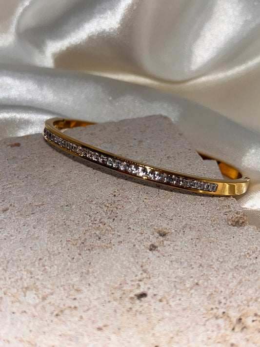 Bracelet jonc serti rail oxyde de zirconium