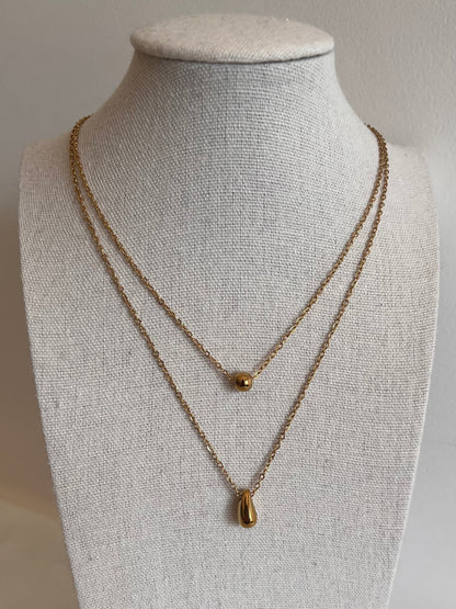 Collier double rangs goutte