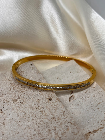 Bracelet jonc serti rail oxyde de zirconium