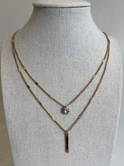 Collier double rangs oxyde de zirconium